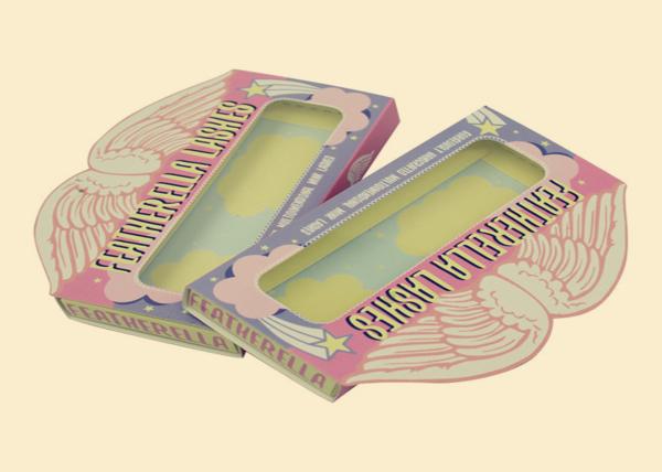 Pink Coloured Cardboard Boxes With Lids Clear Window False Eyelashes Packaging