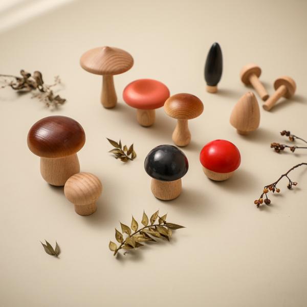 Mushroom Shape Wooden Blocks For Children Educational
