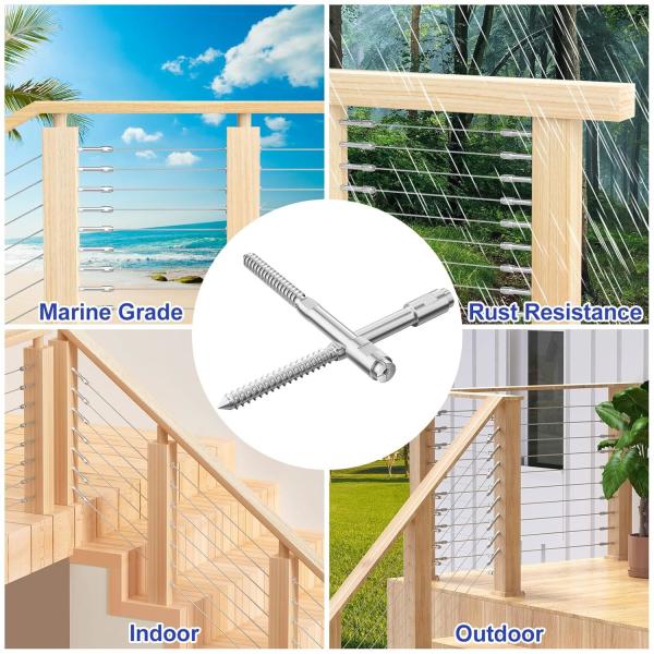 Terminal de tornillo de bloqueo sin dientes de grado industrial para una fácil instalación en sistemas de barandillas de cable