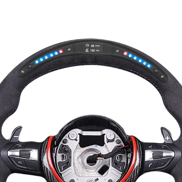 BMW Série Custom Carbon Fiber Volante 370mm Com Envoltura de Couro