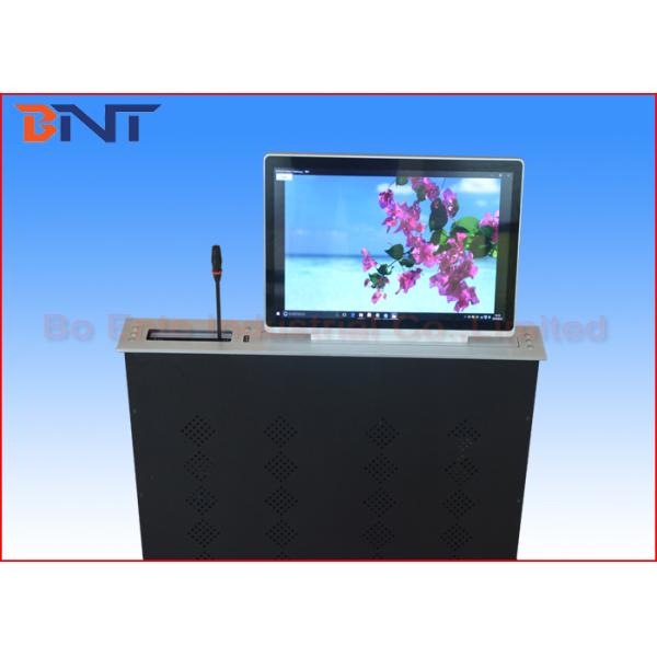 Черный моторизованный подъем монитора LCD экрана с микрофоном обсуждения