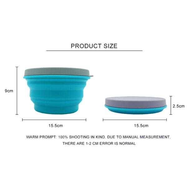 1000ml Food Storage Portable Collapsible Travel Foldable Silicone Bowl With Custom Logo