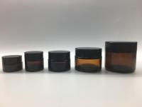 Frosted Amber Glass Cosmetic Jars 5g 10g 120g Straight Round Shape Plastic Cap