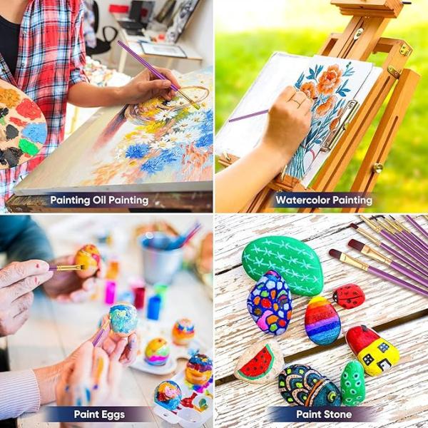 Purple Nylon Hair Paint Brush Kit Face Body Paint Brush Set Customized Logo