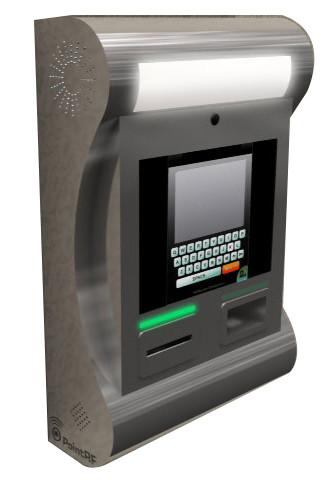 SJ10 onwall stainless steel kiosk with thermal printer, contactless and 2D barcode reader