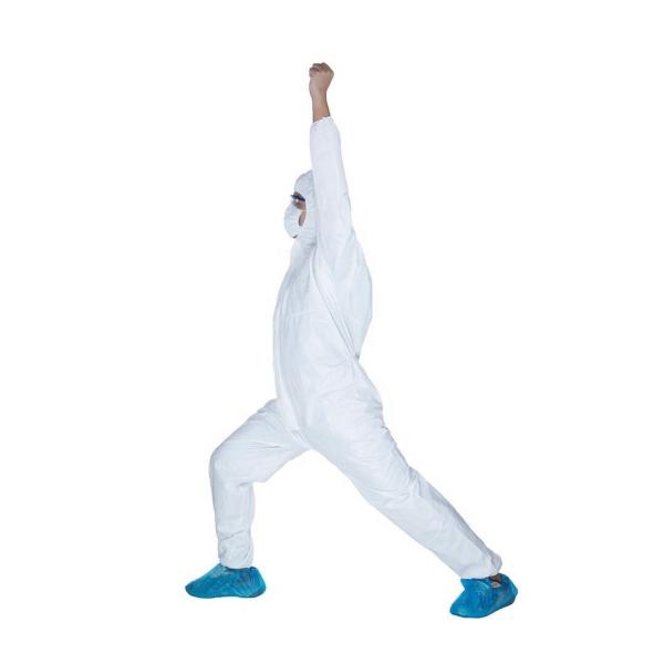 White SF Microporous Type 5 6 Disposable Coveralls Waterproof For Automotive Work