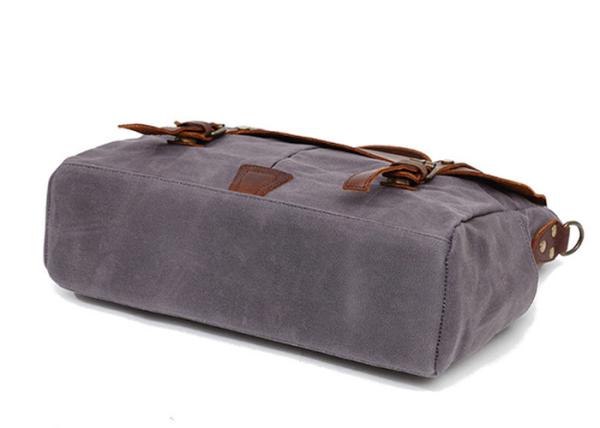 Wax Oil Canvas Mens Crossbody Computer Bag With Laptop Compartment Full Grain Leather