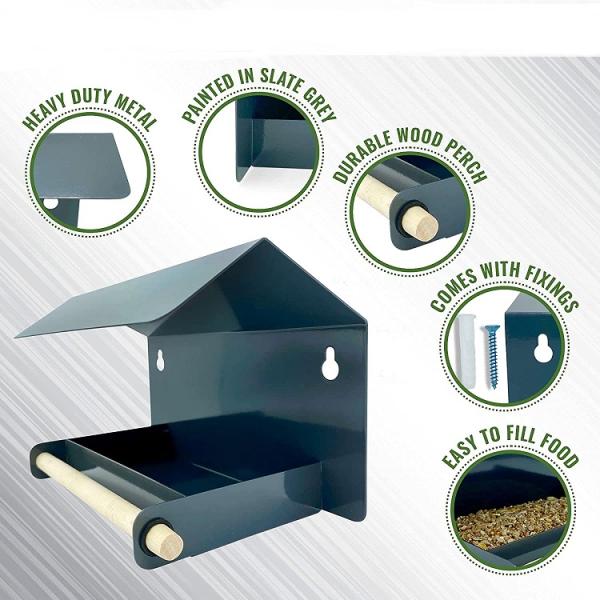 Покрытие дождя крыша птица дом рама Стенный сад шкафчик птицекормник в черной стали