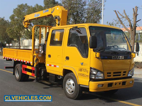 ISUZU 600P 130hp  Powerful Crane Truck 3500kg Crew Cabin 4X2 3 Arm