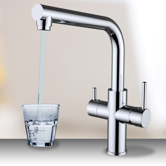 Contemporary Kitchen 3 in 1 Water Filter Tap Hot Cold Water Mixer Filtration Taps