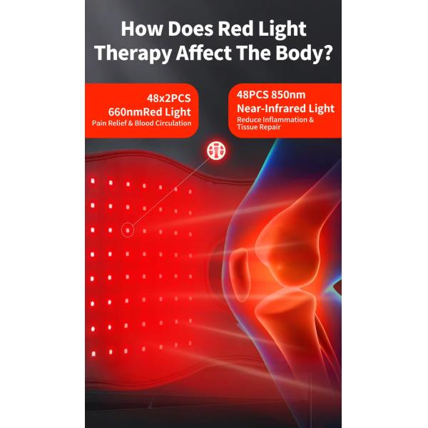 Infrared LED Knee Brace with Vibration & Heat – 660/850nm Red Light Therapy Device for Arthritis, Injury Recovery & Pain Management