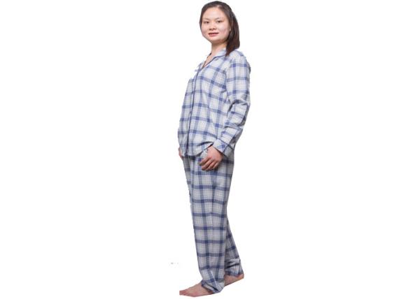 Woman Cotton Y / D Check Flannel Pyjama Set Long Sleeve And Long Pant