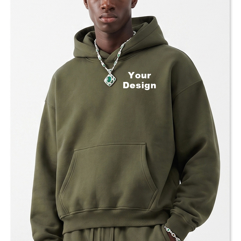 Men 345G Heavyweight Oversized Hoodie, Fleece Lined Drop-Shoulder Blank Pullover, Custom OEM ODM