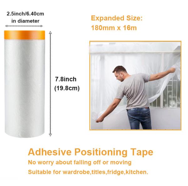 16m Length Stretch Film For High Temperature Outdoor Auto Paint Refinish Masking Paper
