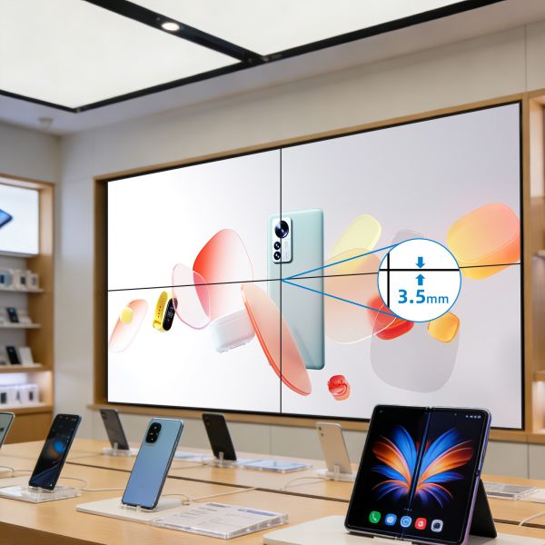 Narrow 3.5mm Bezel LCD Wall Display 49 Inch 500nit Industrial Grade