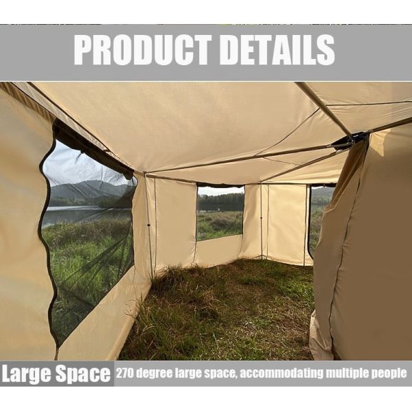 Factory Hot selling 270 degree aluminum alloy waterproof Oxford cloth car side tent outdoor camping sunshade canopy