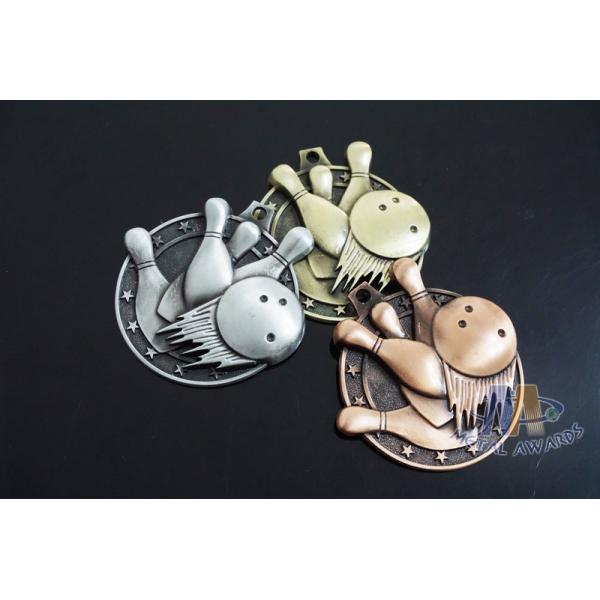 Metal Zinc Alloy Custom Bowling Sports School Engraved Medals With 2D Or 3D Type, Lanyard Or Ribbon