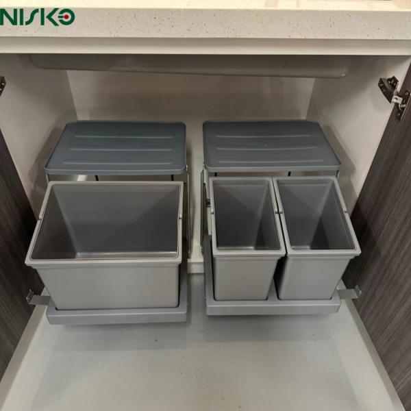Bins de basura deslizante doble recipiente de desechos de cocina 10–15L