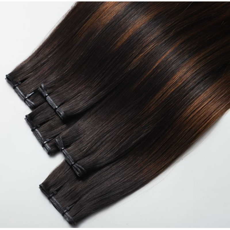 Genius Weft Cuticle Aligned Hair Extensions Double Drawn Straight Remy 100% Human Brazilian Hair Balayage