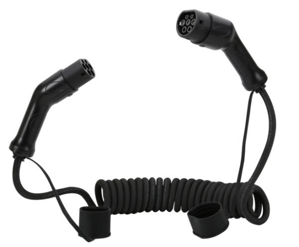 Cabo de carregamento de veículos elétricos de três fases tipo 2 em espiral
