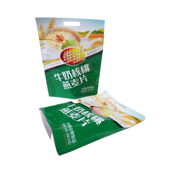 Sécurité Taille de la main Poignée facile à transporter Avoine du matin Sac d'emballage stratifié alimentaire