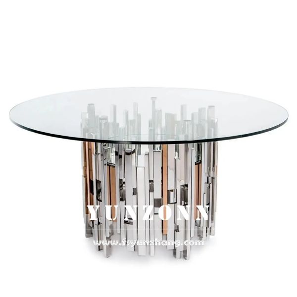 Dubai Collection Stainless Steel Wedding Cake Table with Glass Top Elegant Hotel Furniture Decor