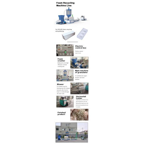 250mm Screw Plastic Recycling Machine EPS XPS Foam Material Double Stages