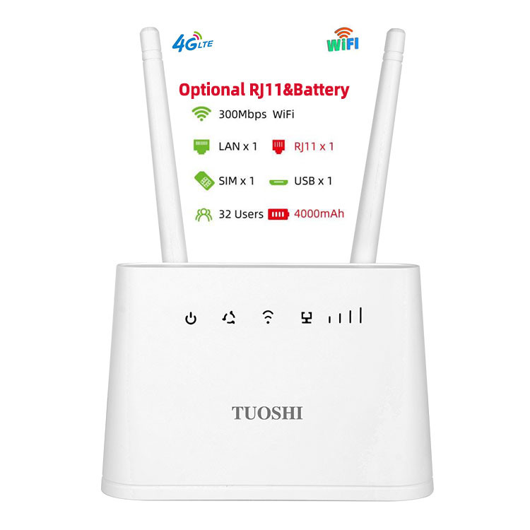 RJ11 голос Volte удваивает Sim беспроводной CPE открыл маршрутизатор 4G LTE Wifi с батареей