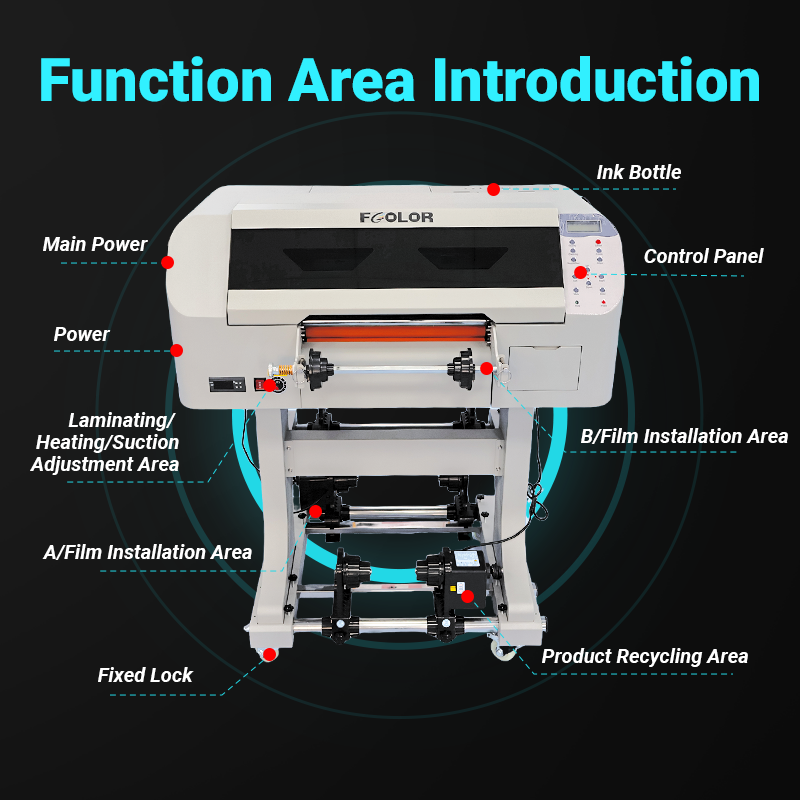 ZYJJ UV300-PRO 30cm UV DTF Crystal Label Printer — DX7 Printhead, Auto Peeling & Laminating, Roll-to-Roll