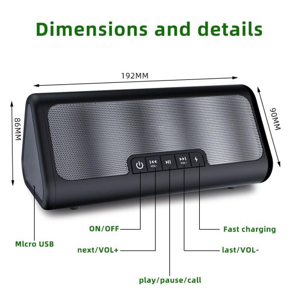 Fashion Trend Portable AUX 10W Dual Speaker Stereo Sound Wireless Rechargeable Bluetooth Speaker for Outdoor Playing Music