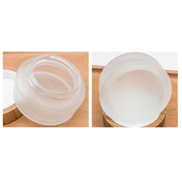 Glass Round Empty Cosmetic Jars Natural Bamboo Cosmetic  Container Packaging