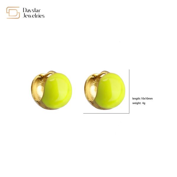 Summer Jewelry Enamel Round Ball Hoop Earrings 18k Gold Plated For Women