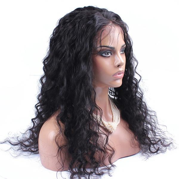 130% Density Water Wave Lace Front Human Hair Wigs For Ladys Natural Color