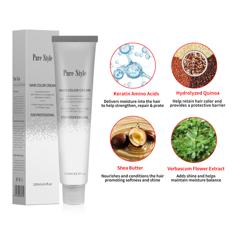 Wholesale Permanent OEM Hair Color Cream Raw Materials 47 Colors Ammonia Free Hair Color Manufacturer MOQ 20000PCS