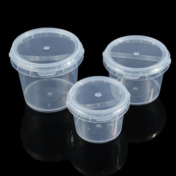 500ml 1L 2L 3L 4L 5L Factory Supply Handle Food Grade Packing Bucket Round White Clear Plastic Round Bucket With Lid