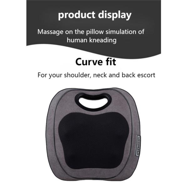 Electric Deep Shiatsu Neck Shoulder Back Massage Pillow with Rolling Kneading Heat 8W Massager