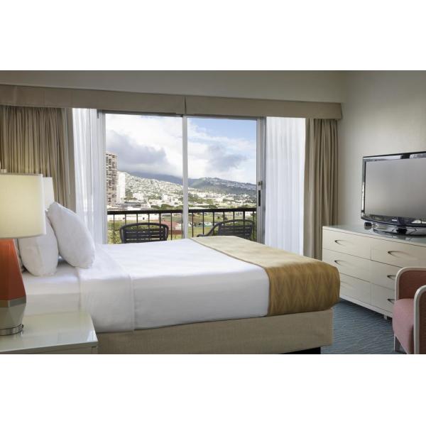 Fashion Design of Hotel room Interior Furniture by White painting Queen Bed with Side table and Storage Chest of Drawers