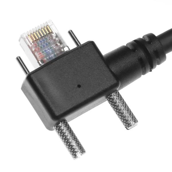 Câble GigE Vision CAT6a blindé Alvin de 3 m, verrouillage à vis vertical, angle gauche