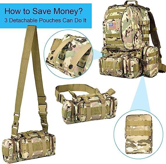 Hiking Waterproof Army Waist Rucksack, Military Pack Army Survival Combat Rucksack Backpack