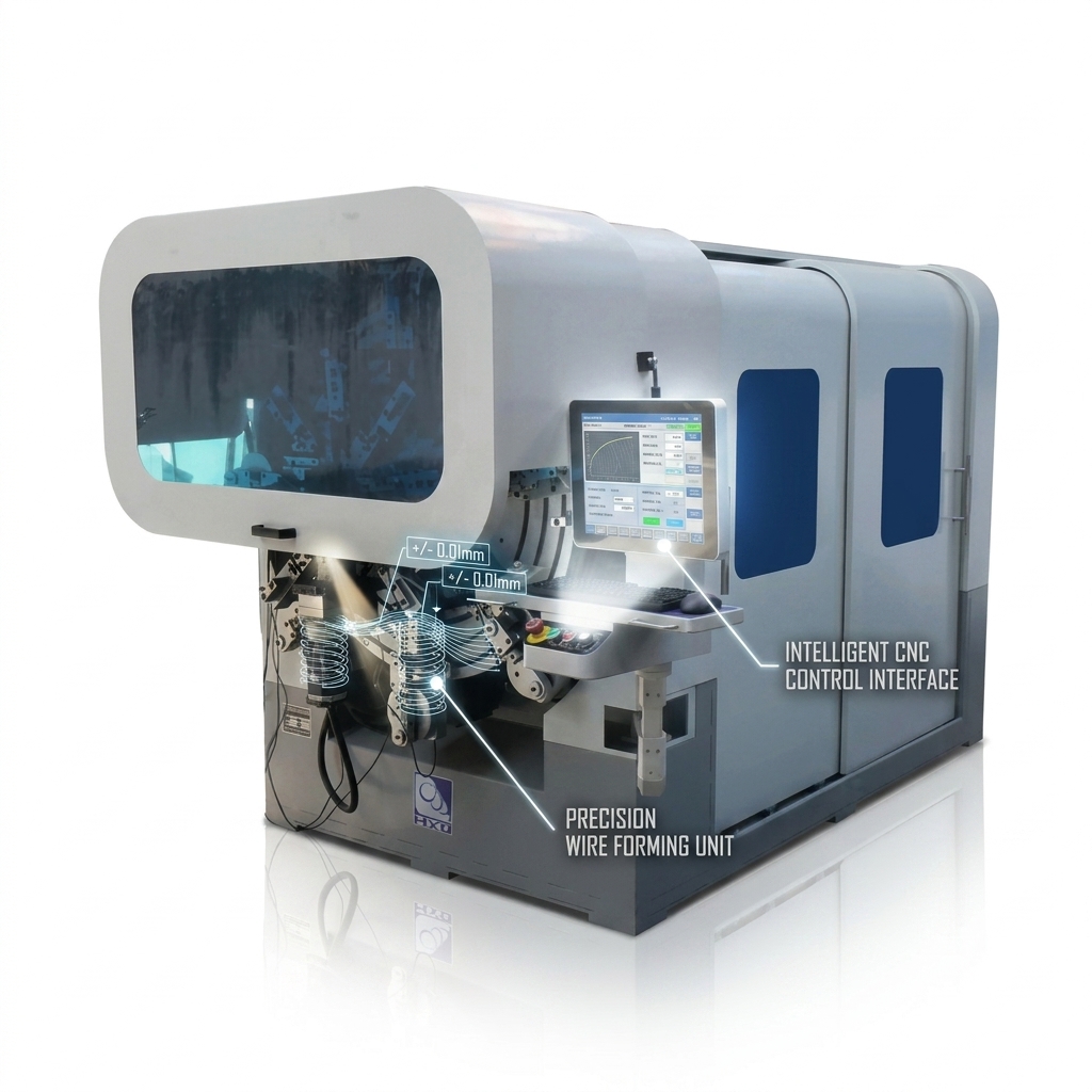CNC Control Spring Bending Machine 12 Axis With Flexible Safety Cutter