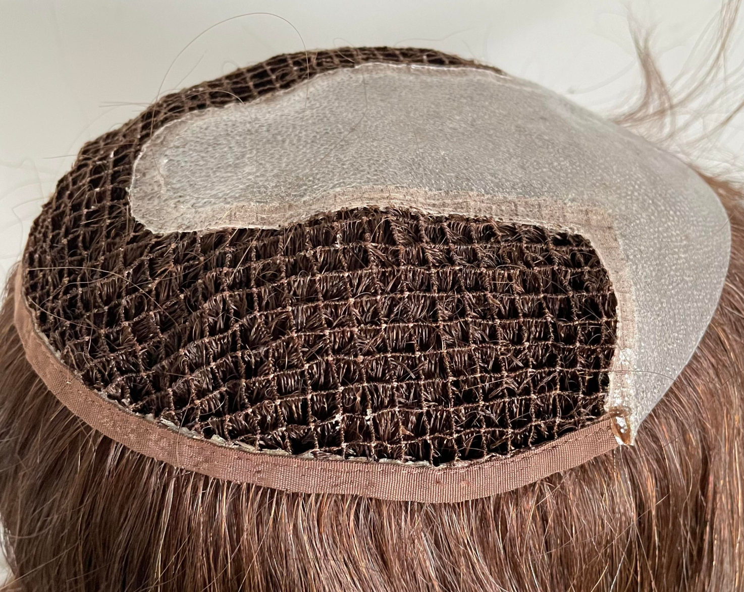 High Quality Natural Long Brown Integration Fishnet Base Virgin Multi Parting Hand Tied Human Hair Topper For Woman