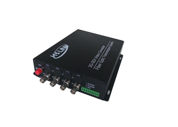 4 channel 3G SDI Fiber Optical Transceiver With 1Ch RS485 Reverse Data 20km
