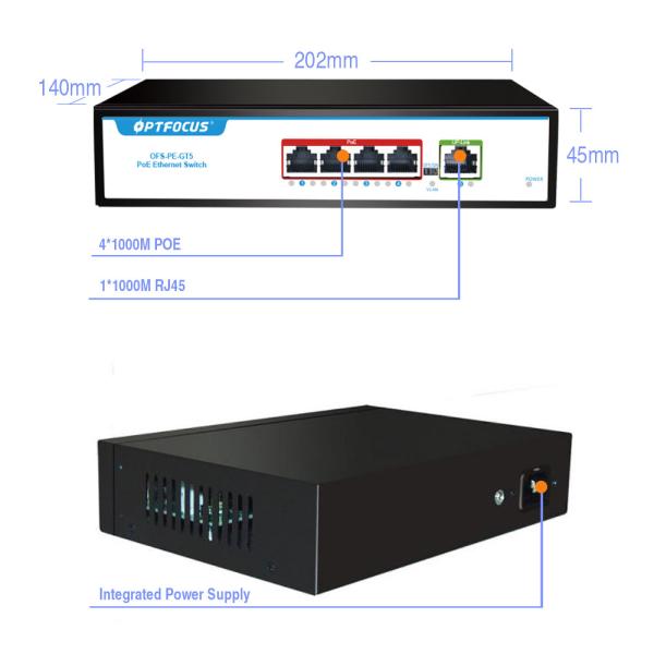 Factory OEM/ODM POE 5Port Desktop Optical Fiber Switch 4*10/100/1000mbps POE Port,1*1000mbps Uplink Port