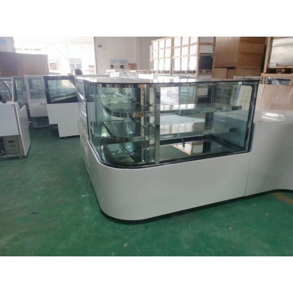 LED Lighting Corner Bakery Display Fridge Marble Base Display Anti Fog for Bakery Shop