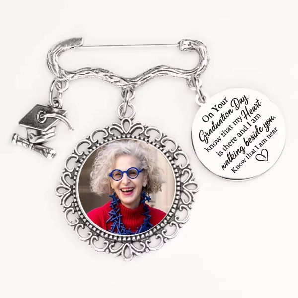 Sublimation Blanks Graduation Photo Charm Memorial Keepsake Brooch Custom Wedding Bouquet Photo Charm