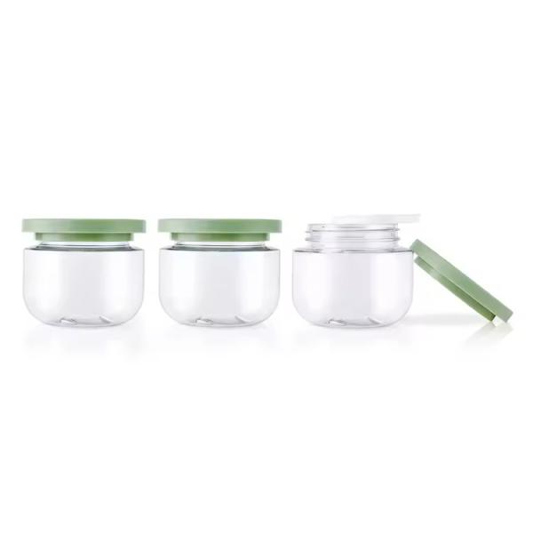 Récipient de beurre à corps rond étanche à fuite Crème cosmétique verte Jar 30 ml