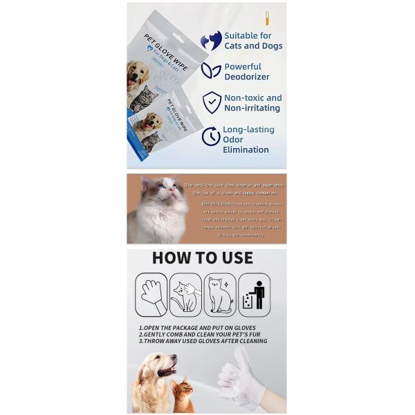 Sustainable Pet Cleaning Gloves with Private Label Wet Wipes for Dogs and Cats Eco-Friendly Design