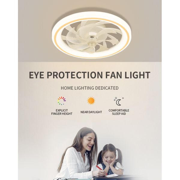 Modern and Simple Home Intelligent Remote Control Restaurant LED Round Acrylic ceiling Fan Light(WH-CLL-59)