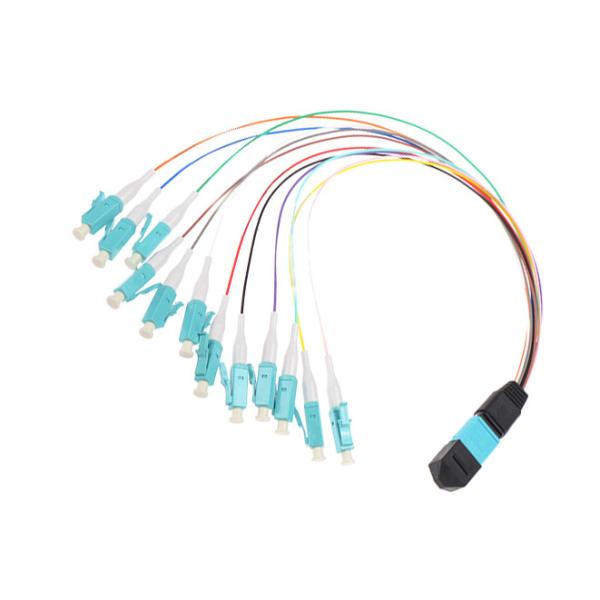 Dia 125mm OM3 12 Core Optical Fibre Cable MTP To LC Breakout 12 Color