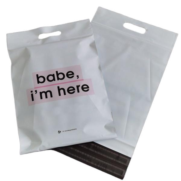 Customized Compostable Mailing Bag 100% Biodegradable Mailers Waterproof With Flexiloop Handle
